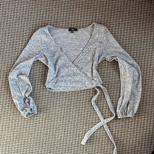 Lulu's Heather Gray Wrap Crop Top
